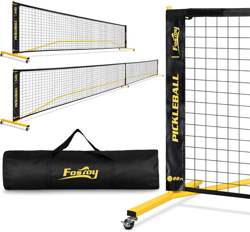 Portable Pickleball Set with Wheels, Regulation Size & Half Court (with Carry Bag)